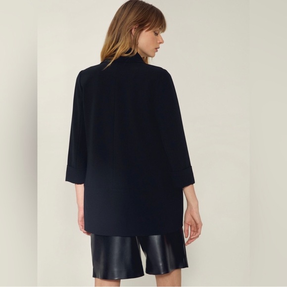 Aritzia Wilfred Blazer Jacket Chevalier Black Open Front Crepe Size 8 - Picture 4 of 15